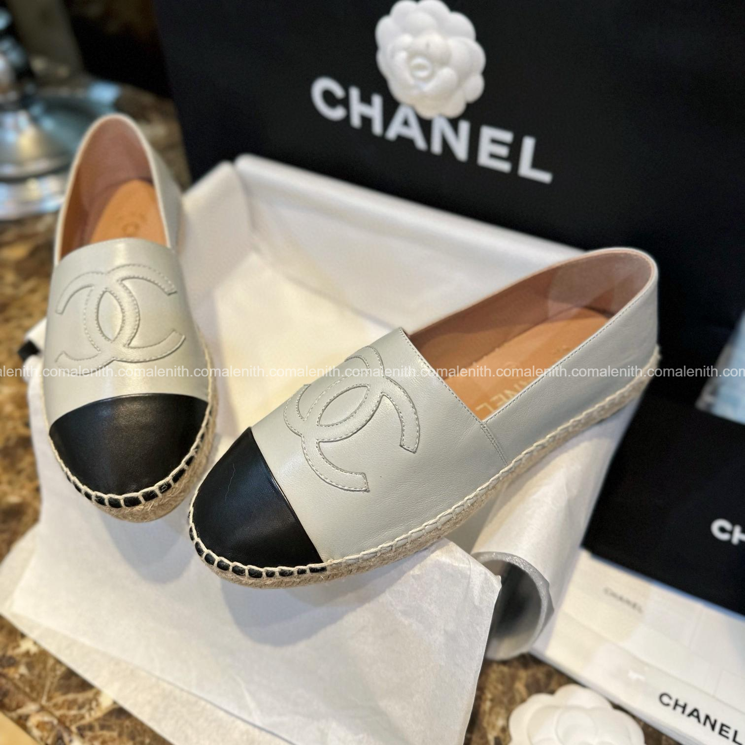 Chanel 22B Haze Blue Lambskin Espadrilles